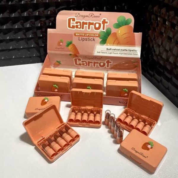 5 Pcs Dragon Ranee Carrot Mini Lipstick Set